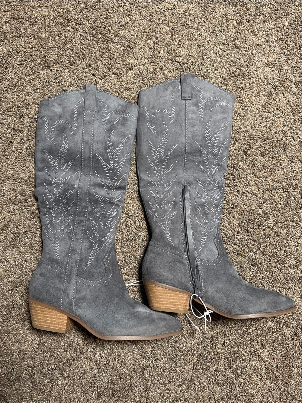 Universal Thread Gray Suede Western Knee-High Boots